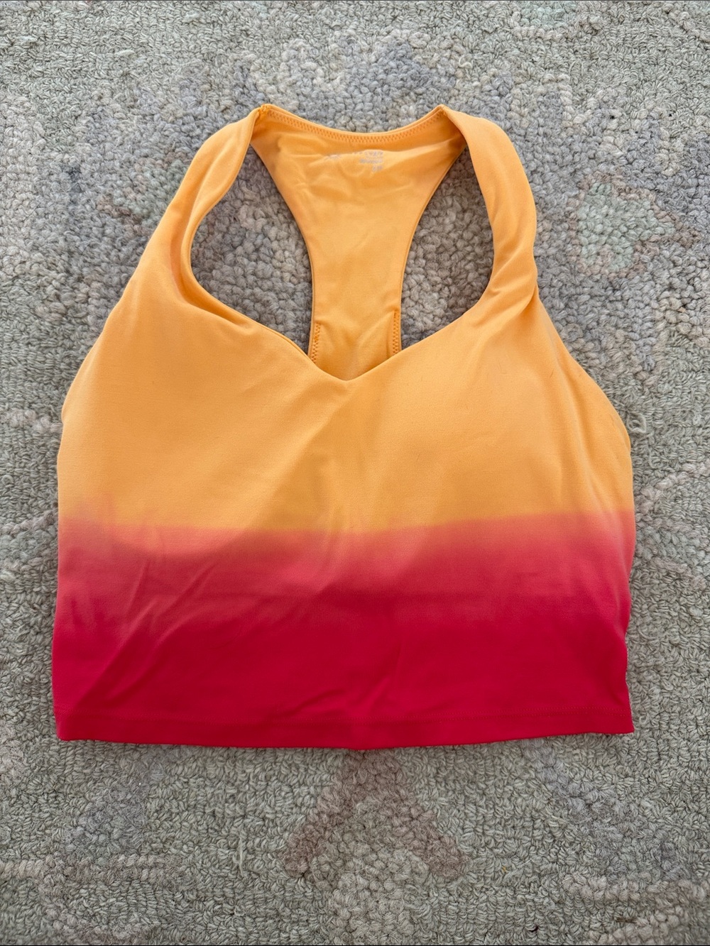Gradient Racerback Sports Bra in Sunset Orange and Pink